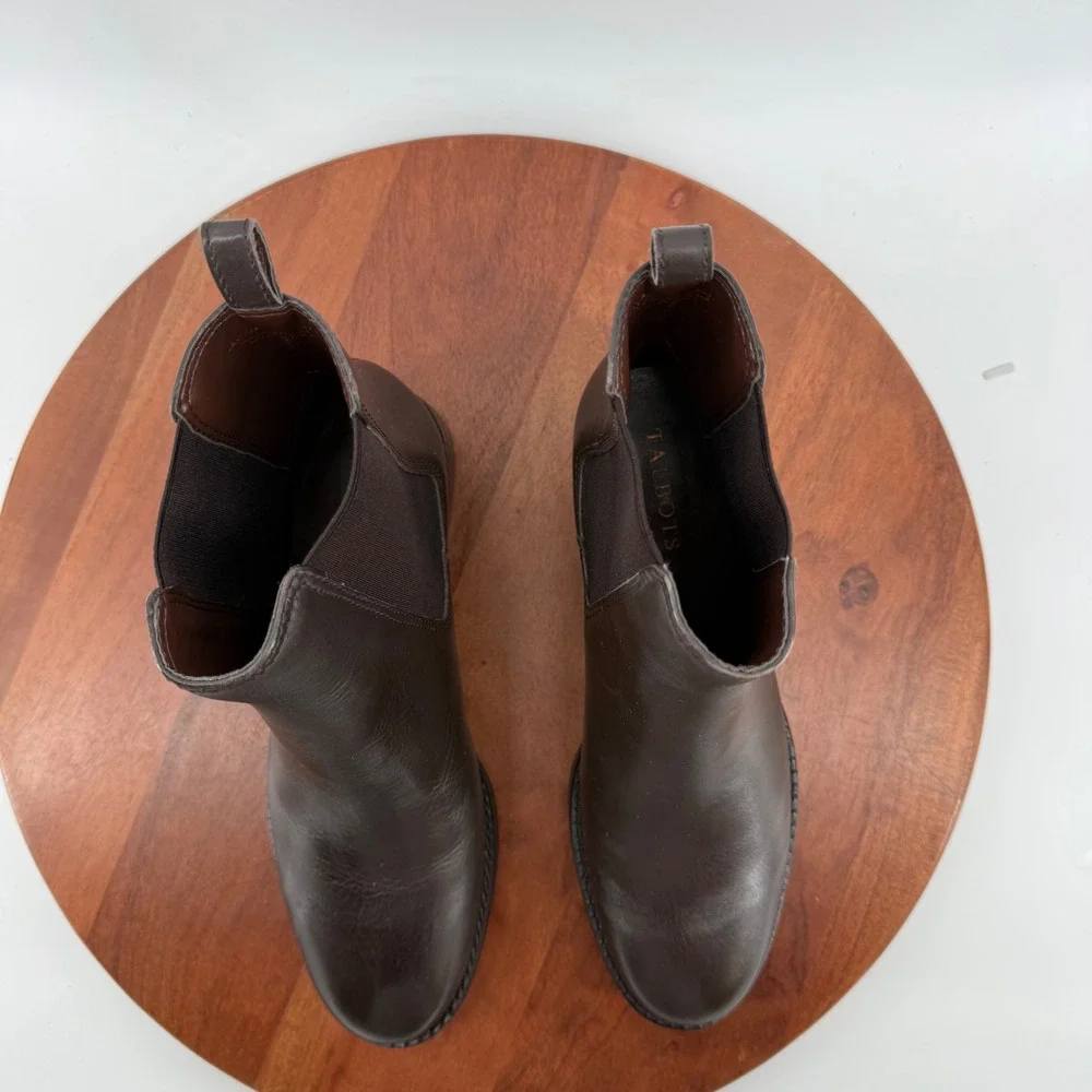 Talbots Leather Chelsea Boots Dark Brown Elastic Gore Made in Brazil Women 9.5M